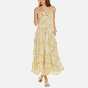 Vince Twist Knot Floral Halter Midi Maxi Yellow Summer Dress XS 4